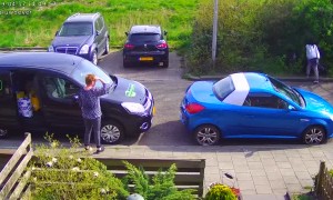 Guy Driving Moped Crashes into Light Pole