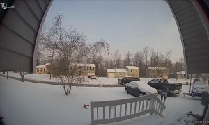 Fresh Snowfall Equals Man Falling Down Stairs