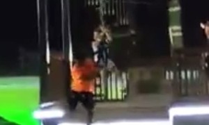 Zipline Worker Falls Trying to Catch Girl Zipliner