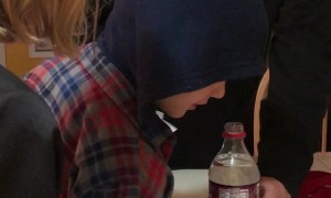 Boy Bamboozled by Water Bottle Penny Prank