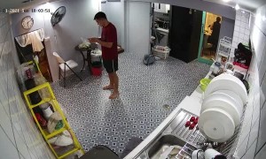 Self-Balancing Scooter Crashes Into Sliding Glass Door