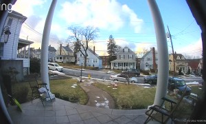 Doorbell Cam Captures Man Slipping and Falling Down Icy Steps