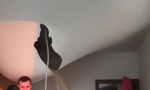 Leaky Roof Turns Room Into Waterfall
