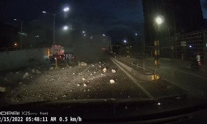 Tanker Crashes into Barrier