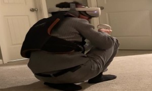 Guy Playing Horror Game in VR Freaks Out