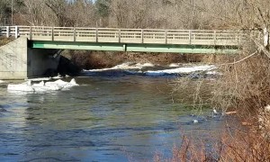 Ice Dam Breaks and Creates Torrential Water Flow