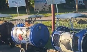 Incredible Dog Train Spotted on Sidewalk