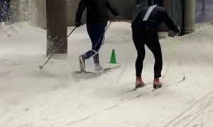 Cross Country Skier Runs Ahead of The Competition