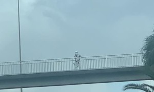 Stormtrooper Stands Guard Over Highway