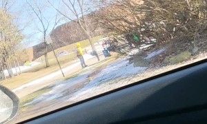 Slippery Sidewalk Causes Side Splitting Laughter