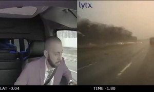 Guy Dodges Truck Randomly Stopped on Interstate