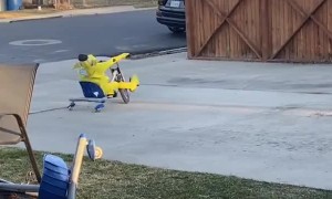 Kid Vibin' in Banana Suit Riding Tricycle