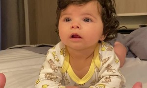 Baby Can't Decide Between Mom or Dad's Hand