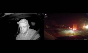 Angry Trucker Won't Let Car Pass Then Causes Collision