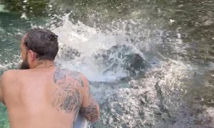 Man Jumps Into Underwater Cave