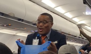 Jetblue Flight Attendant Singing "Throw Away Your Masks"