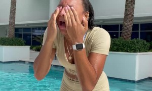 Girl Needing a Towel Gets Baking Flour Instead
