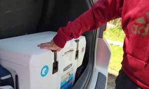 Kid Struggles to Open a Cooler