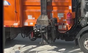 Garbage Truck Lift Arm Smashes Toilet