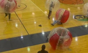Human Bubble Balls Collide