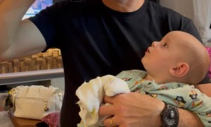 Baby Curious About What His Uncle Is Drinking