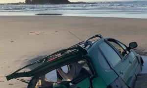 Car Found Sunken into Sand