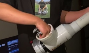 Guys Shoot Spud Gun Filled With Silly String at Friend