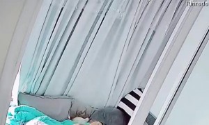 Cat Climbing Curtains Falls on Owners Face