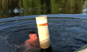 Daughter Convinces Dad to Try and Stand on Buoy