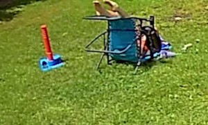 Wife Falls Backwards on Chair