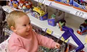 Baby Shakes with Excitement for New Toy