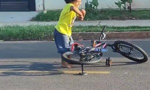 Keeping His Spirits High While Learning to Ride