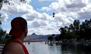 Guy with Jetpack Flies Over Lake Havasu