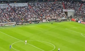 Paper Airplane Takes Flight at Soccer Stadium in Germany