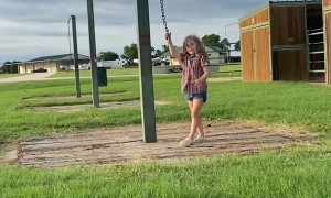 Kiddo Turns Patience Pole for Horses Into Playground