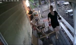 Girls Chair Falls Back and Hits Wall