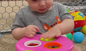 Dad's Cheering for Tired Son Finishing a Toy Startles Him