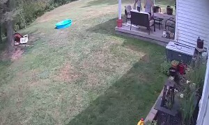 Mom Sitting on Bench Falls Backward off Patio