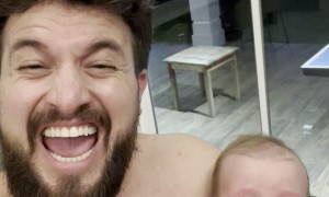 Dad Fake Cries to Stop Baby From Crying
