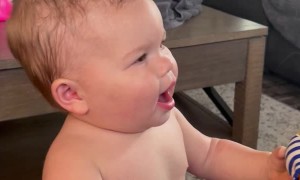 Baby Imitates Her Papa Snoring