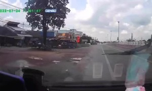 SUV Dodges Falling Rebar