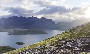 Giant Shadow Through Circular Rainbow on Top of a Mountain