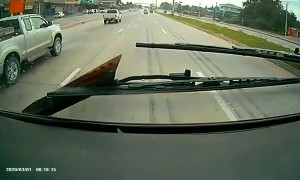 Pickup Rolls Over and Slides Across Street