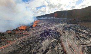Drone Flies of Fagradalsfjall Volcano