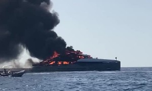 Yacht Burning in Formentera