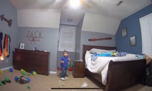 3-Year-Old Hits Balloon into Fan Light Shattering Glass