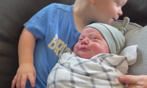 Boy Holds Little Brother for the First Time