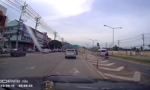 Motorcyclist Bumps Into Van