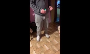 Dog Lays on Back for Medicated Eye Drops