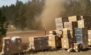 Dust Devil Whips Through Oregon Worksite